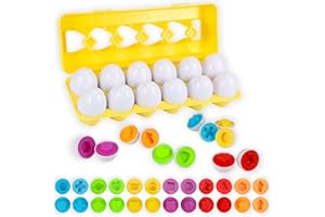 Luclay Passende Eier, 12-teiliges Ostereier Eier Spielzeug für Kinder ab 1 Jahren, Farben und Formen Sortieren von Montessori Spielzeug Geschenk für Kinder Jungen Mädchen (Polygonmuster)