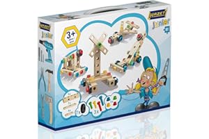 ‎HAZET HAZET Kinder Junior-Tool Spielzeugsatz JUNIORTOOL1 | 61-teilig, bestehend aus 14 Werkzeugen und Bauklötzen inkl. Muttern und Schrauben | Werkzeug-Set für Kinder ab 3 Jahren
