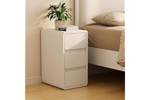 AQIMUELE Small Bedside Table, Narrow Bedside Cabinet with 3 Drawers，Pre-assembled Slim Bedside Table with Leather Surface for Bedroom, 30cm (White)