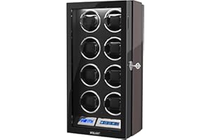 XTELARY Remontoir Automatique pour Montres 6/8/9/12 avec écran LCD et télécommande, Verrouillage des Boutons pour déverrouiller, éclairage LED, équipé d'un Moteur Silencieux