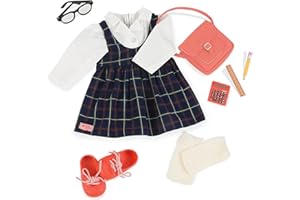 Our Generation Perfect Score Outfit – Deluxe Stylish School Uniform Outfit for 18-inch Dolls with Classroom Supplies – 8 Piece Clothing and Accessory Set