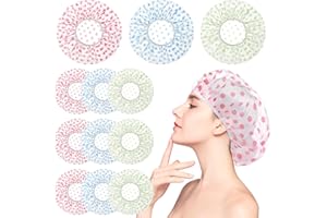 simarro 12 sztuk damskich czepków kąpielowych, wodoszczelny, elastyczny czepek prysznicowy wielokrotnego użytku, duże czepki prysznicowe, z tworzywa sztucznego, dla dziewcząt, kobiet, kosmetyków, w