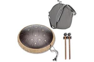 CACACOOK Stalowy Bęben Językowy 35,5 cm - 15 Nut w Kolorze D, Eteryczny Perkusyjny Instrument dla Początkujących z Pełnym Zakresem, Ręczny z Torbą do Przenoszenia i Parą Pałeczek