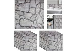 TANCUDER 10 PCS 3D Wall Panels Self Adhesive PVC Peel and Stick Stone Waterproof PE Foam Tile Brick Sticker for Living Room Bedroom Decor, 30x30cm