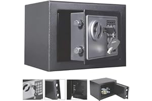 SIKY 4.6L Digital Safe Electronic Safety Box Steel Safe Lock Box Documents Safety Case Wall Floor Anchoring Design Cabinet Security Cash Money Office Home With 2 Keys(Black)