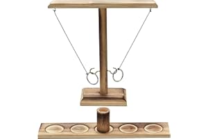 LUXTE Hooks Ring Toss Game for Kids Adults, 2 Player Toss Hook Ring Toss Interactive Battle Game, Handcrafted Wooden Tabletop Board Games for Bars Home Party