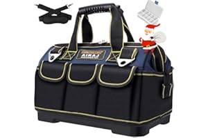 AIRAJ 45 × 25 × 29CM Borsa Portautensili Attrezzi Impermeabile,Con Base Sagomata e Tracolla Regolabile,Grande Borsa Portaoggetti con fondo solido,Borsa degli Attrezzi Professionale,Tutti Persone Uso