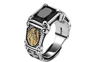 CYSJ Anello vintage vero 925 argento Sterling anello in pietra nera uomo donna vergine mariana anelli zirconi cubici onice gioielli taglia aperta