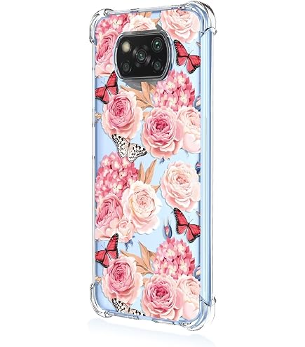 ILING Handyhülle Für Xiaomi Poco X3 Pro/NFC – Blumen-Cartoon Design, Transparent & Stoßfest