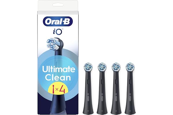 Oral-B iO Ultimate Clean Cabezales de Recambio Originales, Negro, Pack de 4 | Recambios para Cepillos de Dientes Eléctricos Oral B iO, Eliminación de La Placa Bacteriana, Limpieza Profunda