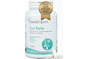 SanaExpert Haar Forte | Fortalece Cabello y Uñas. Con Biotina, Zinc, Mijo de Perla y Selenio. Vitaminas Para Un Cabello Fuerte | 120 Cápsulas Veganas, Anticaída. Fabricado en Alemania