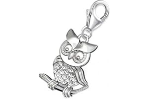 GOLDENE HUFEISEN GH1a ch-030 Pendentif charm pour enfants et femmes, en forme de hibou, en argent sterling 925, idée cadeau
