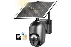 NUASI 4G LTE Camaras de Vigilancia Sin Cables, 2K Camara Vigilancia Exterior Solar con Tarjeta Sim & SD【128GB】, 360° PTZ, Detección de Movimiento, Visión Nocturna Colorida, Audio Bidireccional, IP66