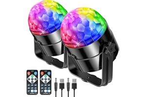 Discokugel, RIYO 360°Rotierende Sound Aktivierte Discolicht Partylicht mit Fernbedienung, Disco Licht für Innenraum Geburtstag Tanz Karaoke Dekoration Home Decoration(2 Pakete)