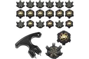 Watlikeup Golf Spikes, 20PCS Replacement M6 Tooth with Wrench, Black, Classic Style, Grass Coverage, Golf Shoe Spikes for Footjoy Adidas Skechers Nike