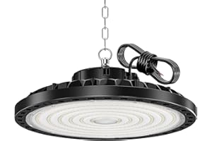 HAPYLUMI 200W UFO Lámpara de Alta Bahía, 20000LM Focos Led Interior Lampara para Naves Industriales 6500K Campana LED, IP65 Impermeable Iluminación de Almacén, Para Patio,Garaje,Fábrica,Taller
