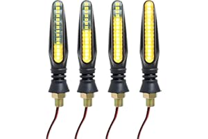 TEUENA 4PCS Motorcycle Indicators Flowing Turn Signal Lights Motorbike Turning Indicators 12V 15 LEDs, Universal Watertight Daytime Running Lights Brake Lights for Scooter Quad Cruiser Off Road(Black)