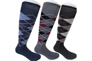 calze college - 6 Paia Calze Lunghe Uomo Caldo Cotone con Disegni, Elasticizzate (Taglia Unica 39-46) Calzini Lunghi Uomo, Calzini Alti Vari Stili e Fantasie, per Stagioni Fredde, Prodotto Italiano