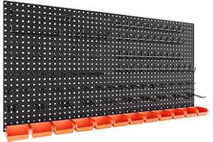 INCLY 48x24 Inch Metal Peg Board Kit with 1/4" Pegboard Hooks Accessories, 4PCS Pegboard Panels and 156PCS Black Pegboard Wall Organizer Tool Storage System for Garage Workbench Shed