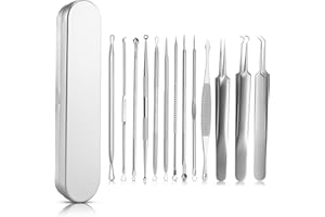‎AUERVO AUERVO 13 Stücke Mitesserentferner Set,Pickel Ausdrücken Werkzeug Set mit Aufbewahrungsbox,Blackhead Remover aus Edelstahl, Komedonenquetscher für Gesichtspflege und Nase