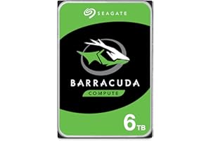 Seagate BarraCuda 6TB, Internal Hard Drive, 3.5 Inch, SATA, 6GB/s, 5.400 RPM, 256MB Cache, for Computer Desktop PC, FFP (ST6000DMZ03)