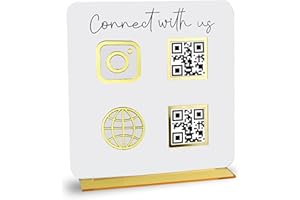 Skywin Acryl-QR-Code-Schild für Geschäft, elegante benutzerdefinierte Bargeld-App, QR-Code-Schild, Displayhalter für Zuhause und Büro, Schreibtischdekoration (weiß)