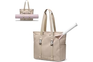 GOLF SUPAGS Bolsa de Tenis para Mujer, Bolsa de Transporte con Bolsillo Húmedo, Bolso de Mano para Esterilla de Yoga, Bolsa Tote Multifuncional de 14 Pulgadas, para Viajes, Fitness, Yoga, Tenis y Oficina