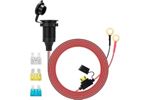 GUNGY Presa Accendisigari con Cavo Prolunga 2M 14AWG Presa Accendisigari Auto 12V/24V DC Impermeabile Installabile con 20A Fusibile per Auto Barca Moto