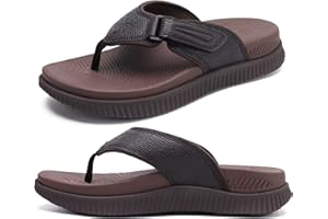 KuaiLu Mens Flip Flops Men's Recovery Walking Sandals Adjustable Orthotic Thick Athletic Cushion Sport Slides for Man, Water Resistant & Lightweight, Soft Comfort Fit & Arch Support