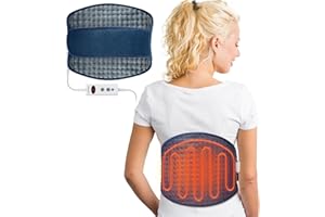 DISUPPO Elektryczna poduszka grzewcza na brzuch i plecy, 56 x 30 cm, poduszka rozgrzewająca z 10 ustawieniami poziomu ciepła i automatycznym wyłączaniem, niebieska