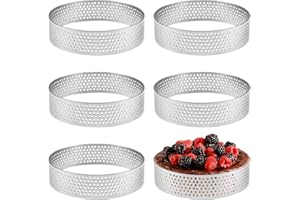 EXIN DEHCEN 6 Pièces Cercle A Tarte Perforé En Acier Inoxydable, Cercle A Patisserie 8Cm, Hauteur 2 Cm, Cercles Tarte En Forme Moules À Tartelettes Mousse pour Gâteaux En Mousse