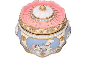 Jeffergarden Karussell Spieluhr Luxus leuchtende rotierende Pferd Spieluhr mit Melodie LED Licht Home dekorative Prunkstück Ornament Geschenk(Ca Nnon)