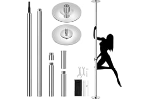 Abician Barre de Pôle Dance Professionnelle 45 mm Hauteur Réglable 225 cm à 274,5 cm Statique et Rotation Chargeable jusqu'à 200 kg