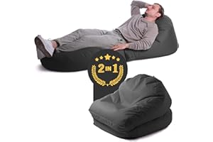 Avalon - Pouf Chaise Longue da Esterno Pieghevole Double Jive, Poltrona Sacco Letto Comodo e Impermeabile, Perfetto da Giardino, Arredo Piscina, Design Moderno, Made in Italy(75x180cm-Nero)