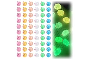 Goiern 60 sztuk mini świnek z żywicy, świecące w ciemności, małe figurki zwierząt do ogrodu i domku dla lalek