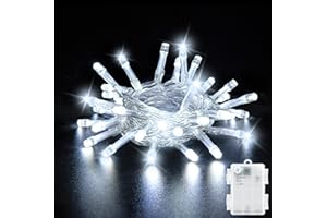 Dalugo Guirlande Lumineuse, 3M 30 LED Blanc Froid Guirlande Lumières Chambre avec 6h de Minuterie, IP65 Guirlande Lumières Pile pour les Décorations de Noël d'intérieur et d'extérieur.