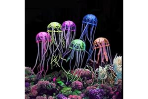 MAGISEL Dekoracja do akwarium, 6 sztuk, świecące meduzy, sztuczne meduzy, dekoracja akwarium, świecące ornamenty z galaretką, dekoracja do akwarium, akwarium, ryby