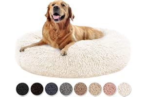 Yurun Hundebett, Tierbett Katzenbett Hundesofa Katzensofa, Waschbar Hundebett flauschig rund Hundekissen für große und extra große Hunde - Weiß 120x120x20cm