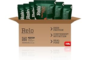 Relo Peri Peri Style Chicken | 350g Ready-to-Eat Survival Food Pouches | Camping Food Pouches with High-Protein High-Fibre, Low-Fat, Low-Sugar, Low-Cal, Low-Carb, Keto-Friendly (7 Pack)