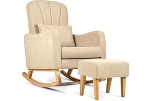 Silver Cross Carmel Nursing Chair - Nursery Rocking Chair with Footstool - Breastfeeding - Nursery Furniture