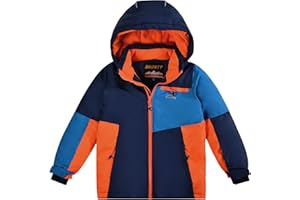 SMONTY Garçon Veste de Ski Manteau Hiver Imperméable pour Enfant Doudoune 6-16 ans con Capuche pour ski, alpinisme, sports de plein air en hiver