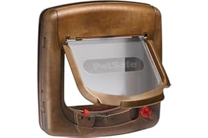 PetSafe Staywell Magnetische Katzenklappe Deluxe, Magnet-Schlüssel gibt nur Ihrer Katze Zugang - hält fremde Tiere draußen, mit 4 Verschlussoptionen, für Katzen bis zu 7 kg, Braun