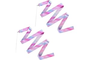 iTYOOS 2 PCS Nastro da Ballo 2 Meter Nastro per Ginnastica Ritmica Scintillante Bacchetta per Nastro da Ginnastica Nastro per Spettacoli di Talento e Danza Artistica