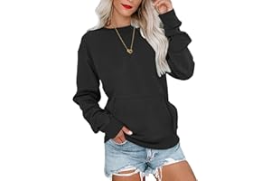 WNEEDU Damen Langarmshirts Lässige Sweatshirts mit Taschen