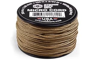 Atwood Rope MFG Micro Utility Cord 1.18mm X 125ft Reusable Spool | Tactical Nylon/Polyester Fishing Gear, Jewelry Making, Camping Accessories (Tan)