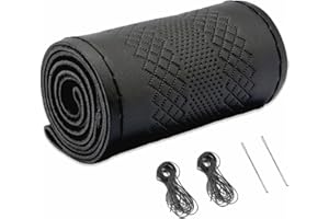 Wenbones Echtes Leder Lenkradbezug, Lenkradbezug Für LKW, zum Aufnähen, Universal Passform 37-39 cm Autolenkräder, Anti Rutsch mit Nadel und Faden Handgenähtes atmungsaktives Rindsleder, Schwarz