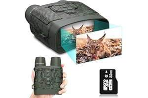Jumelle Vision Nocturne, Cozion 4K HD Portée de Lunette Vision Nocturne de 400m, 4000mAh Rechargeable Vision Nocturne, 3" TFT LCD Zoom Numérique 5X, pour la Chasse, Le Camping, avec Carte 32G