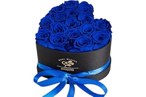 SHOKUTO 16-Piece Preserved Forever Real Roses in Heart Box - Christmas Birthday Gift for Women Wife Girlfriend Mothers.100% Real Roses Last for 3 Years. Flowers for Anniversary Valentines & Mother's Day