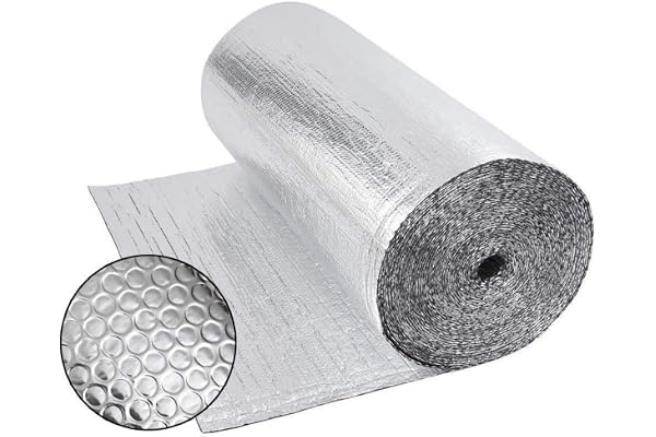 Isolant Thermique 0,6x10M, Rouleau Film Aluminisé a Bulles Double Face 4mm Résistant pour Réflecteur de Chaleur et de Froid, Idéal pour Radiateur, Mur, Voiture, Fenetre