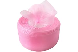 Bealif Pink Organza Ribbon 40mm, 45M Pink Chiffon Ribbon Sheer Hair Ribbon Gift Wrap Ribbon for Gift Wrapping, DIY Sewing Project, Florist Flower, Wedding Valentine's Day Anniversary Decoration